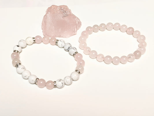 Bracelet - Rose Quartz, White Turquoise, Hematite, Lava Stone Mix Bracelets