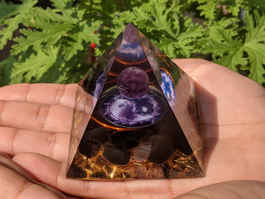 Amethyst Obsidian Orgone Pyramid