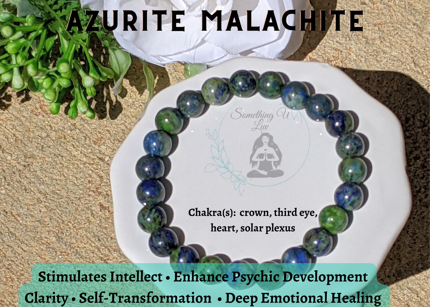 Pulseras de cuentas de piedra natural: elija ágata roja, azurita, malaquita o labradorita