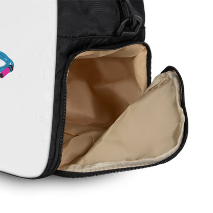 White Fitness Gym Bag/ Overnight/ Travel , Carry-On, Gymnastics/ Diaper/ Track Bag