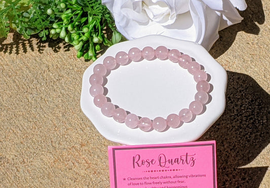 Pulsera de cuentas de cuarzo rosa: amor propio y compasión