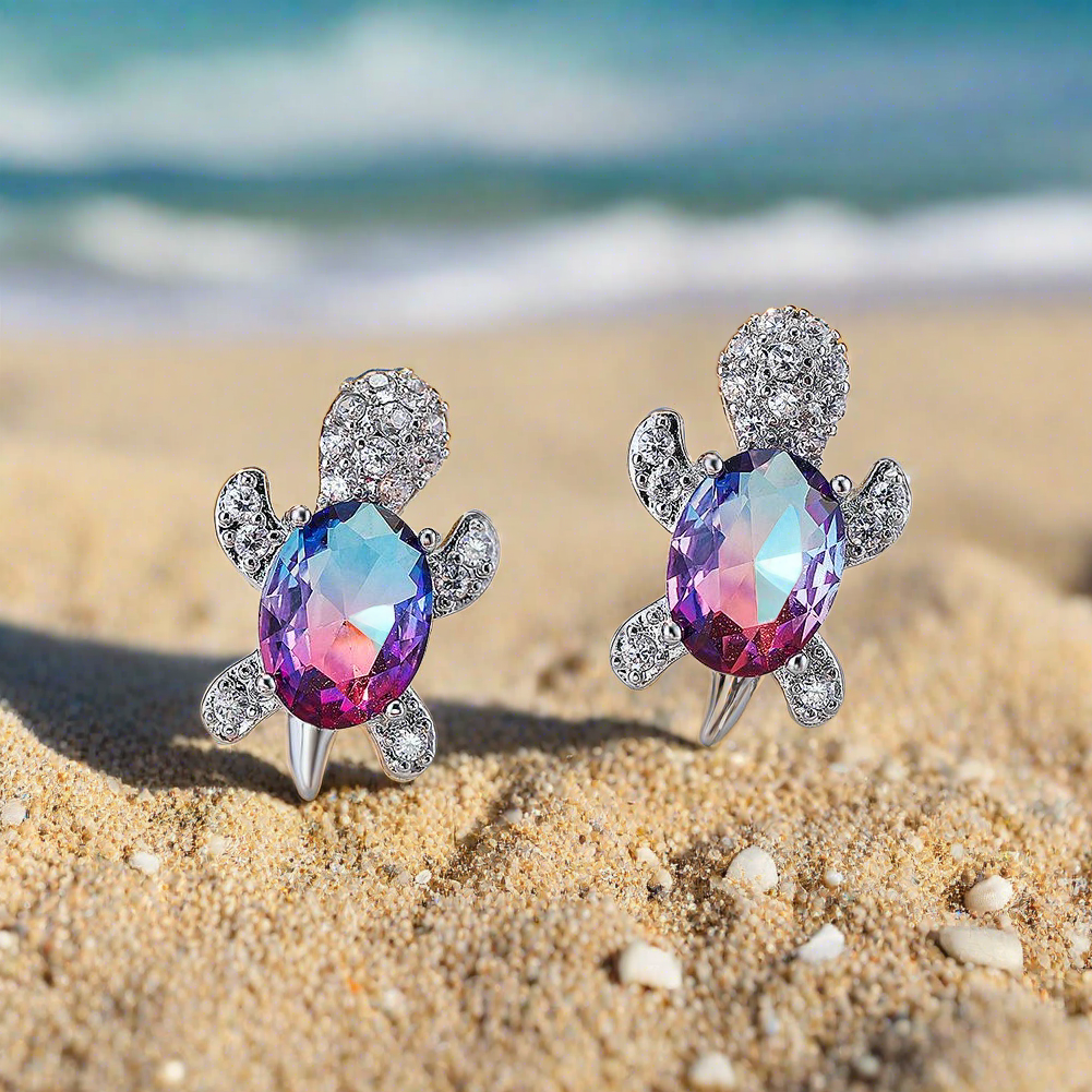 Dainty Turtle Patience Earrings Red, Purple, Pink, Blue, Ombre, Rainbow, Green, Yellow