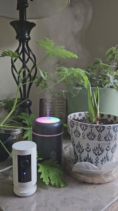 Humidificador portátil de aire con USB, difusor de aromas con aceites esenciales y luz nocturna para coche, caravana, plantas, habitación y oficina.