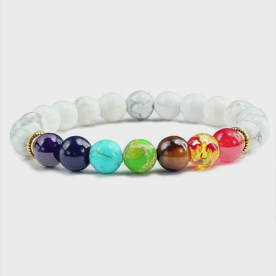 Anxiety Relief, Negativity Release & Positive Reframing Bracelet - Something U Luv white turquoise chakra bracelet for balancing chakras