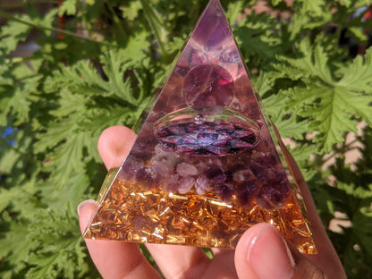 Lotus Flower Amethyst Spiritual Growth & Intuition Orgone Pyramid - Something U Luv