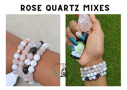 Bracelet - Rose Quartz, White Turquoise, Hematite, Lava Stone Mix Bracelets