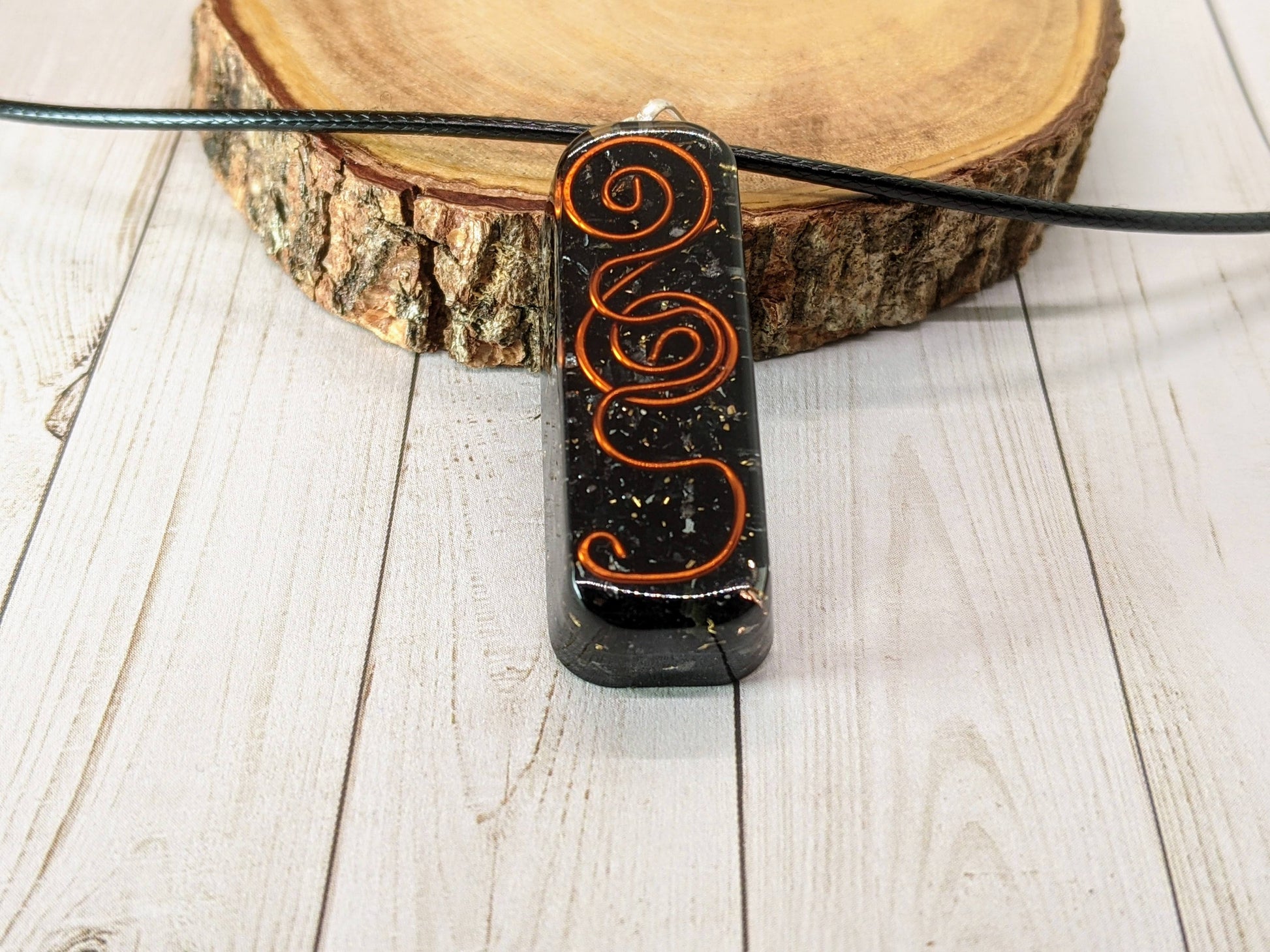 Necklace - Black Tourmaline Rectangle Orgone Pendant