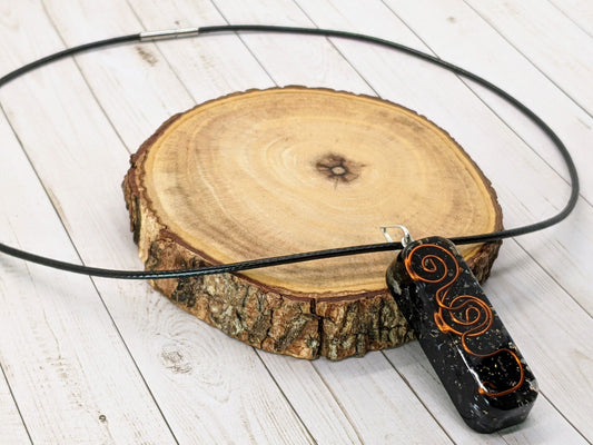 Necklace - Black Tourmaline Rectangle Orgone Pendant
