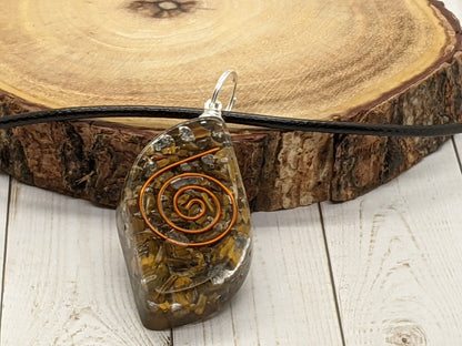 Necklace - Black Tourmaline, Amethyst, Moonstone, Tiger's Eye Orgone Necklace
