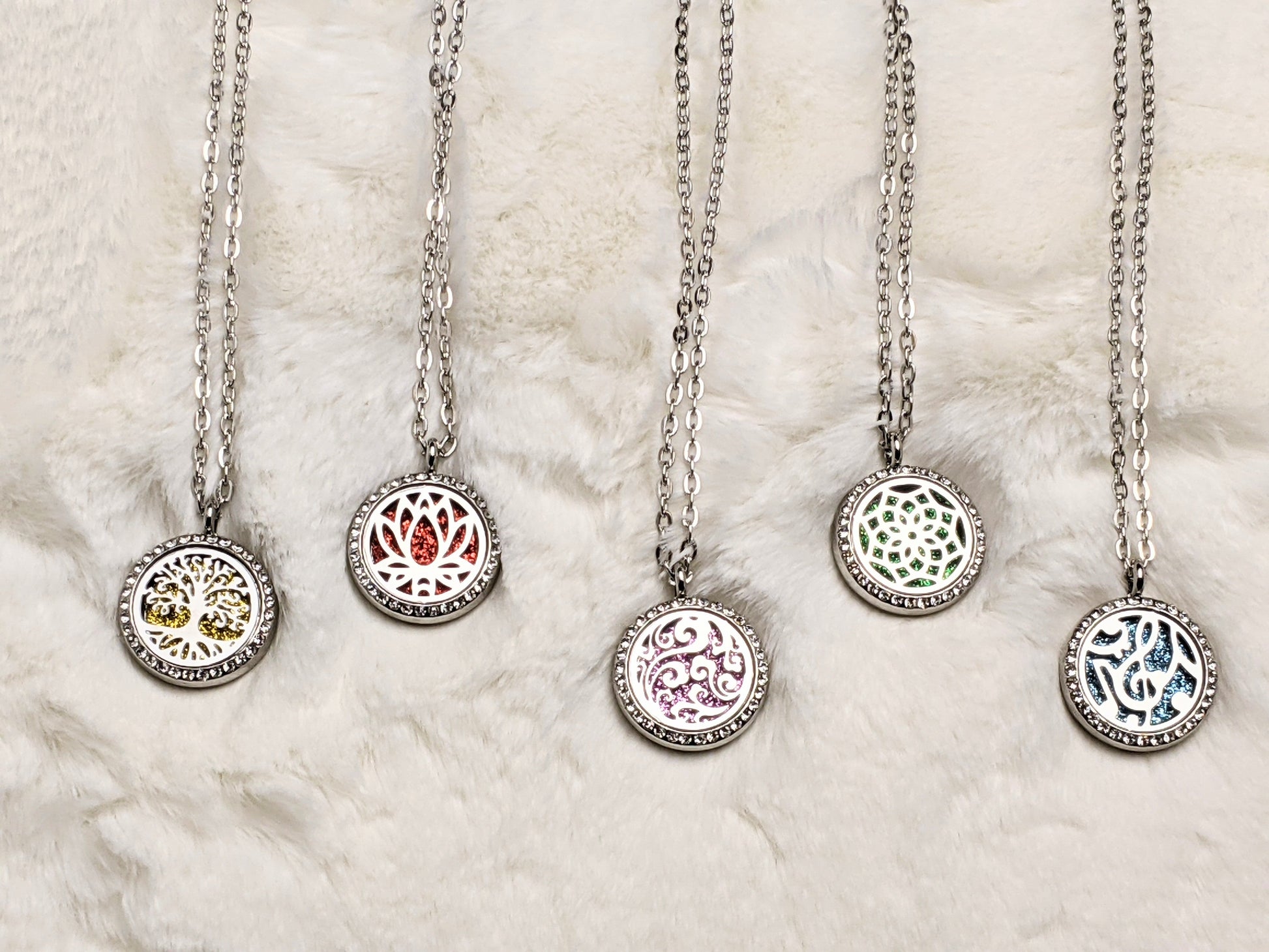 Necklace & Bracelet Set - Mood Boosting, Calming Aromatherapy Diffuser Sparkling Necklace & Bracelet Bundle