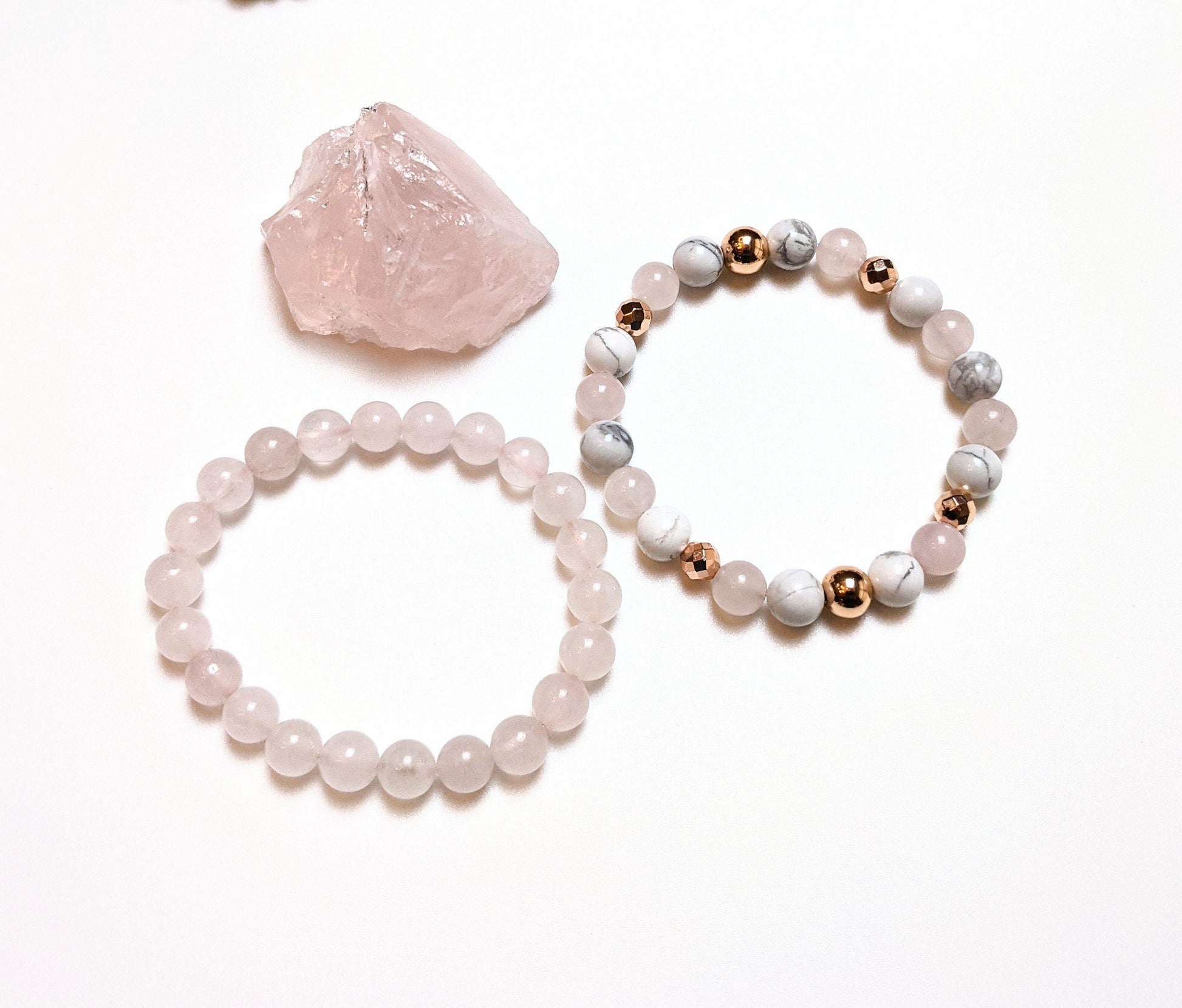 Bracelet - Rose Quartz, White Turquoise, Hematite, Lava Stone Mix Bracelets