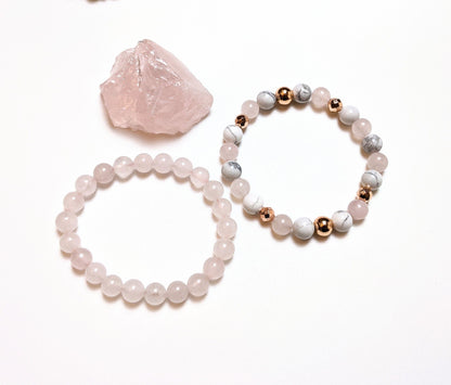 Bracelet - Rose Quartz, White Turquoise, Hematite, Lava Stone Mix Bracelets