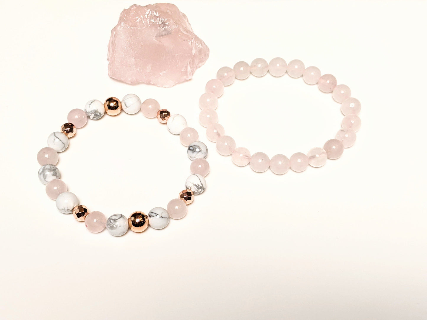 Bracelet - Rose Quartz, White Turquoise, Hematite, Lava Stone Mix Bracelets