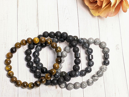 Bracelet - Hematite Charm Natural Stone Bracelets For Him