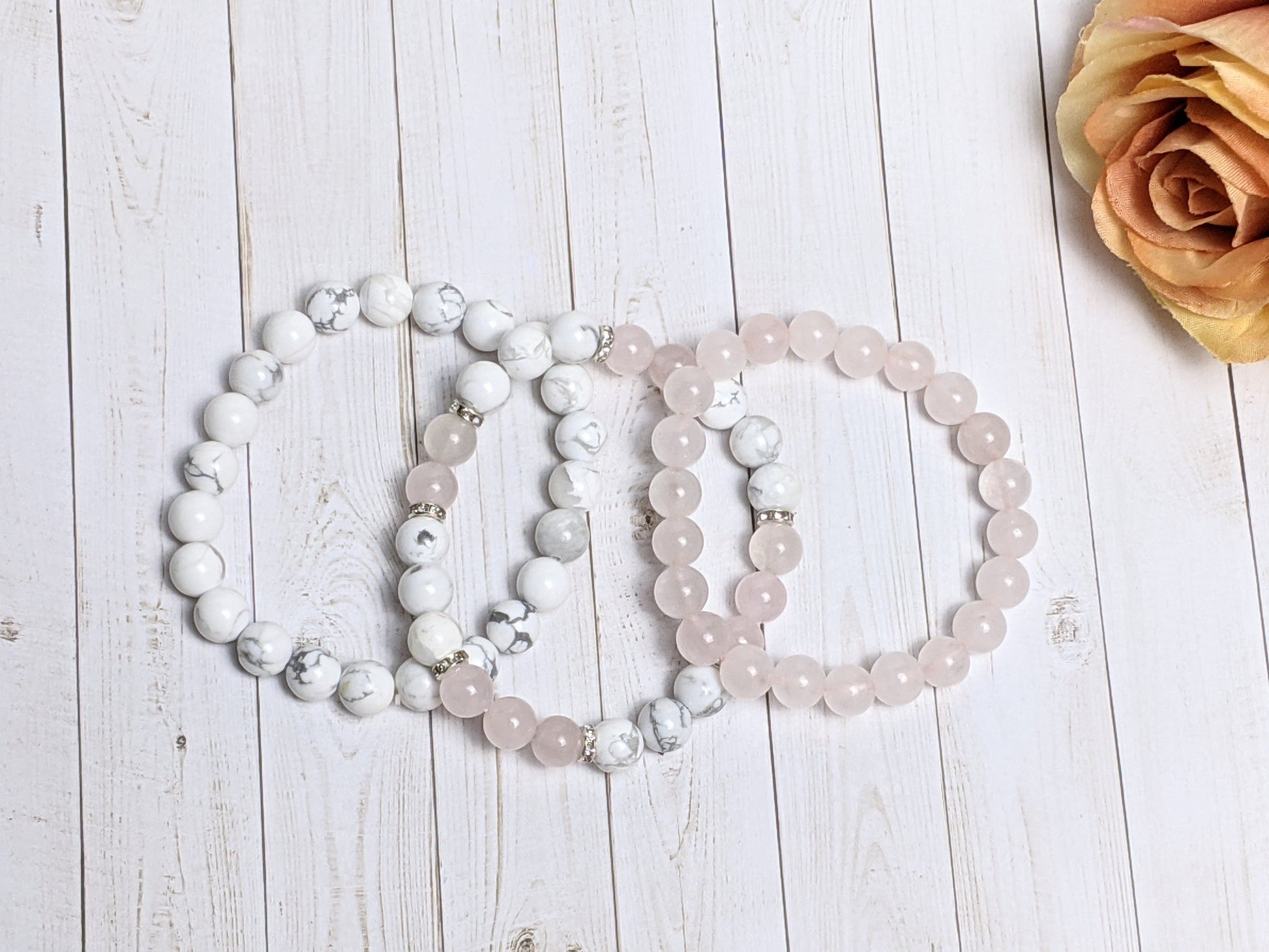 Howlite Rose quartz self love chakra bracelet