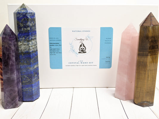 4 Pcs Healing Crystal Point Wand Set | Something U Luv