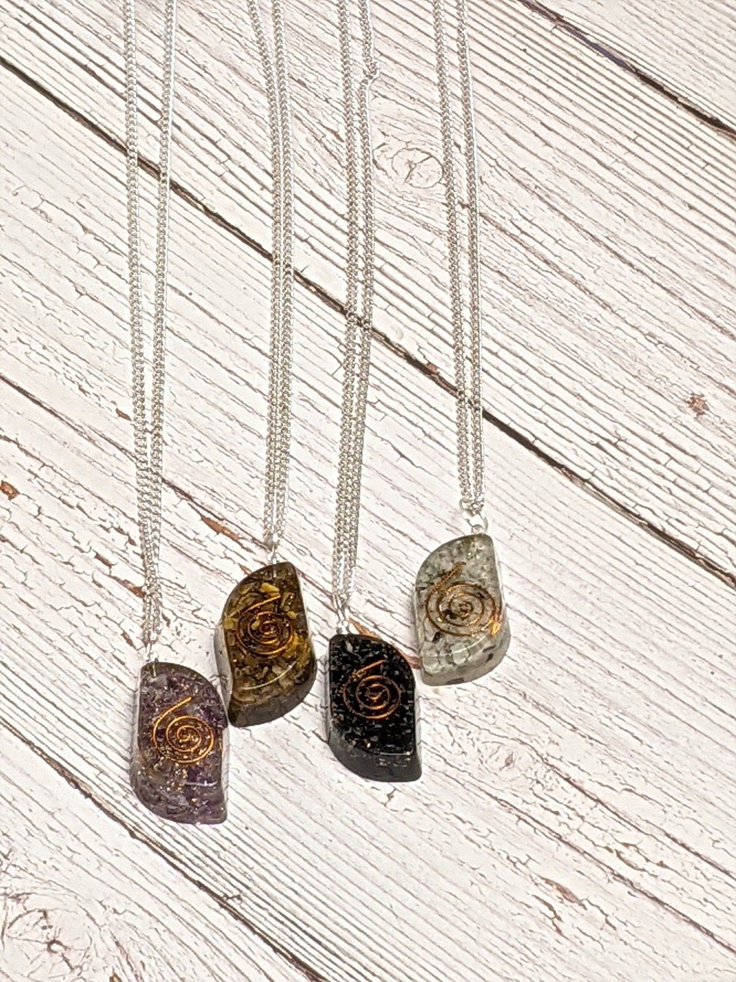 Necklace - Black Tourmaline, Amethyst, Moonstone, Tiger's Eye Orgone Necklace