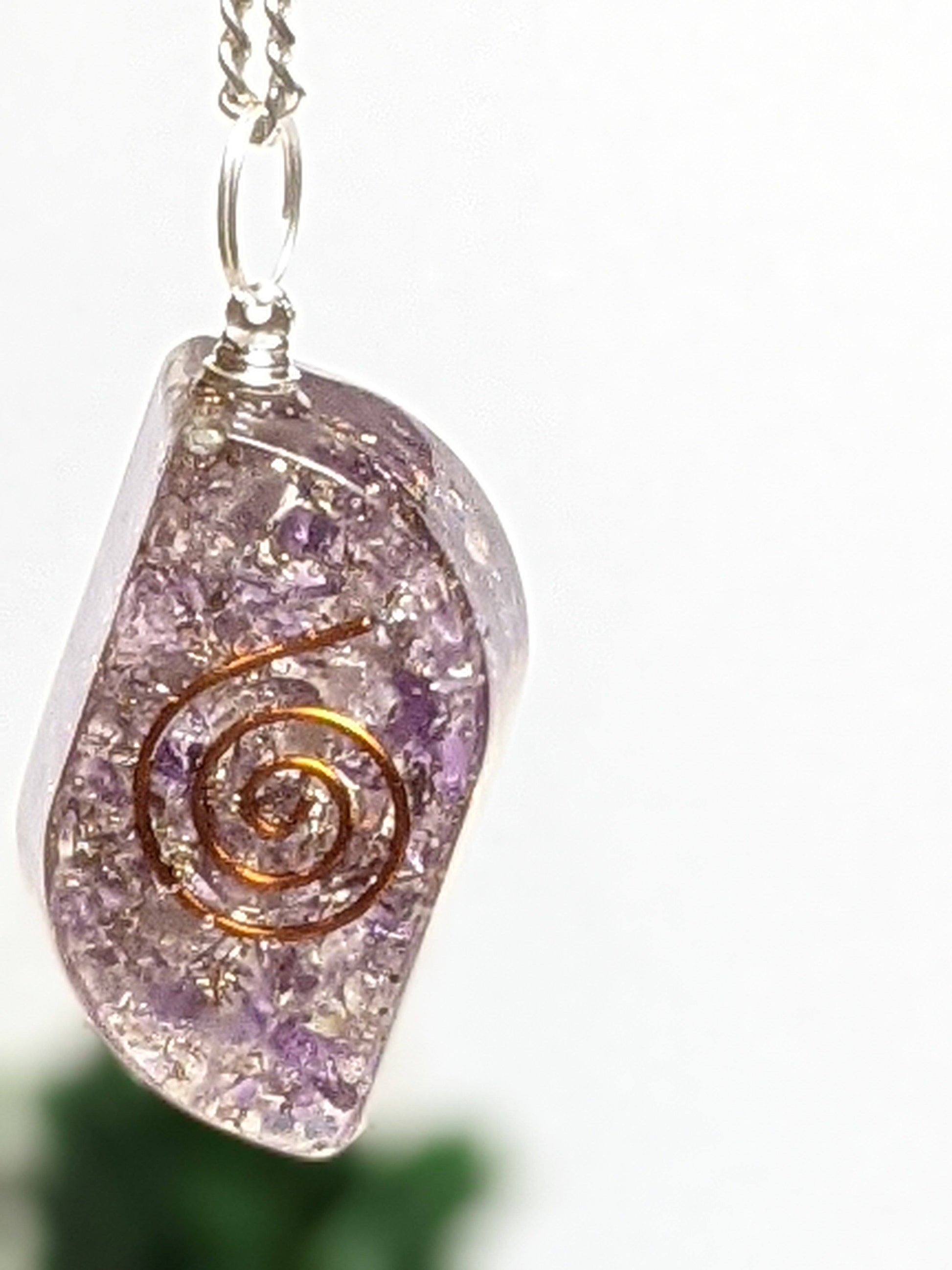 Necklace - Black Tourmaline, Amethyst, Moonstone, Tiger's Eye Orgone Necklace
