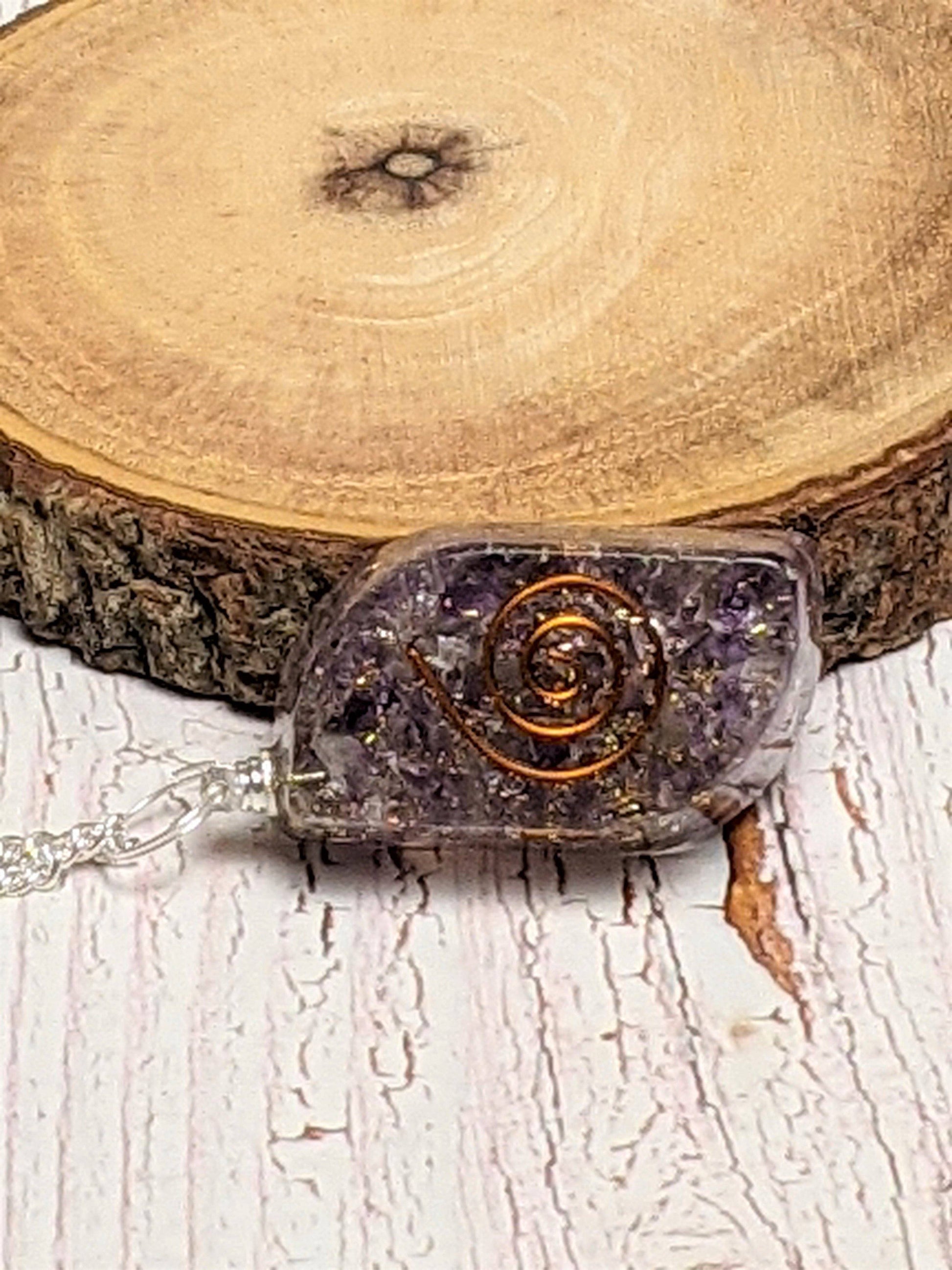 Necklace - Black Tourmaline, Amethyst, Moonstone, Tiger's Eye Orgone Necklace