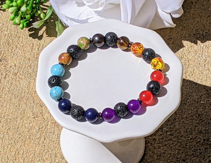 Pulsera difusora de piedras de chakra para niños
