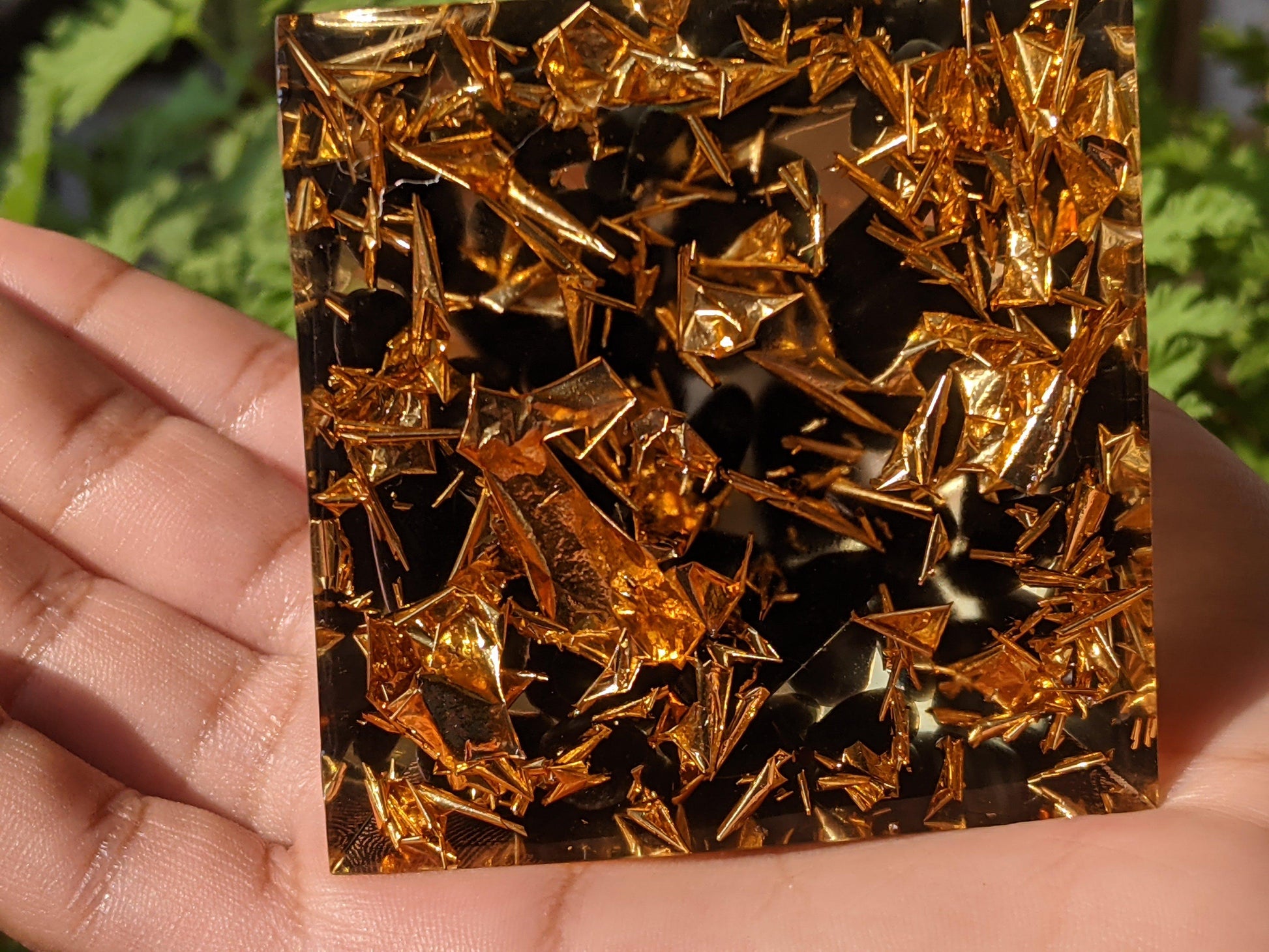 Pyramid - Tiger’s Eye & Obsidian Wisdom Transformation Good Health Orgone Pyramid