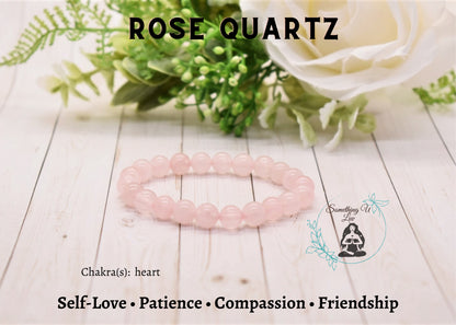 Self-Love, Friendship, & Patience Rose Quartz Crystal Healing Bracelet | Something U Luv