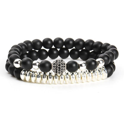 Black Frosted Matte  Couples Distance Bracelet | Something U Luv