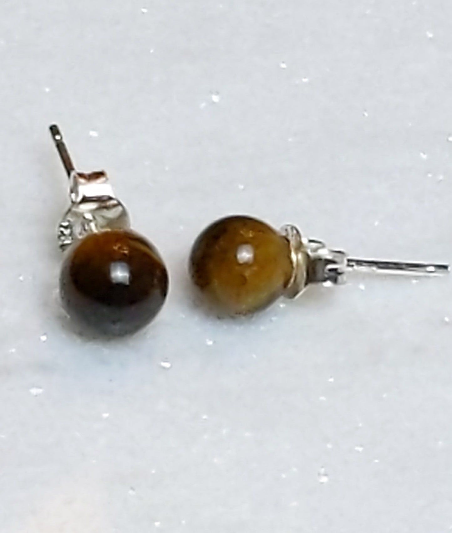 Earrings - Natural Stone Stud Earrings With 925 Sterling Silver Backing