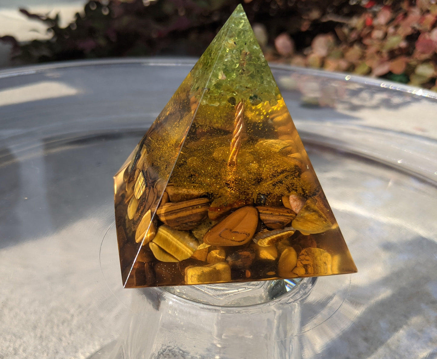 Tree of Life Tiger’s Eye & Peridot Abundance & Balance Orgone Pyramid - Something U Luv