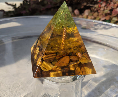Tree of Life Tiger’s Eye & Peridot Abundance & Balance Orgone Pyramid - Something U Luv