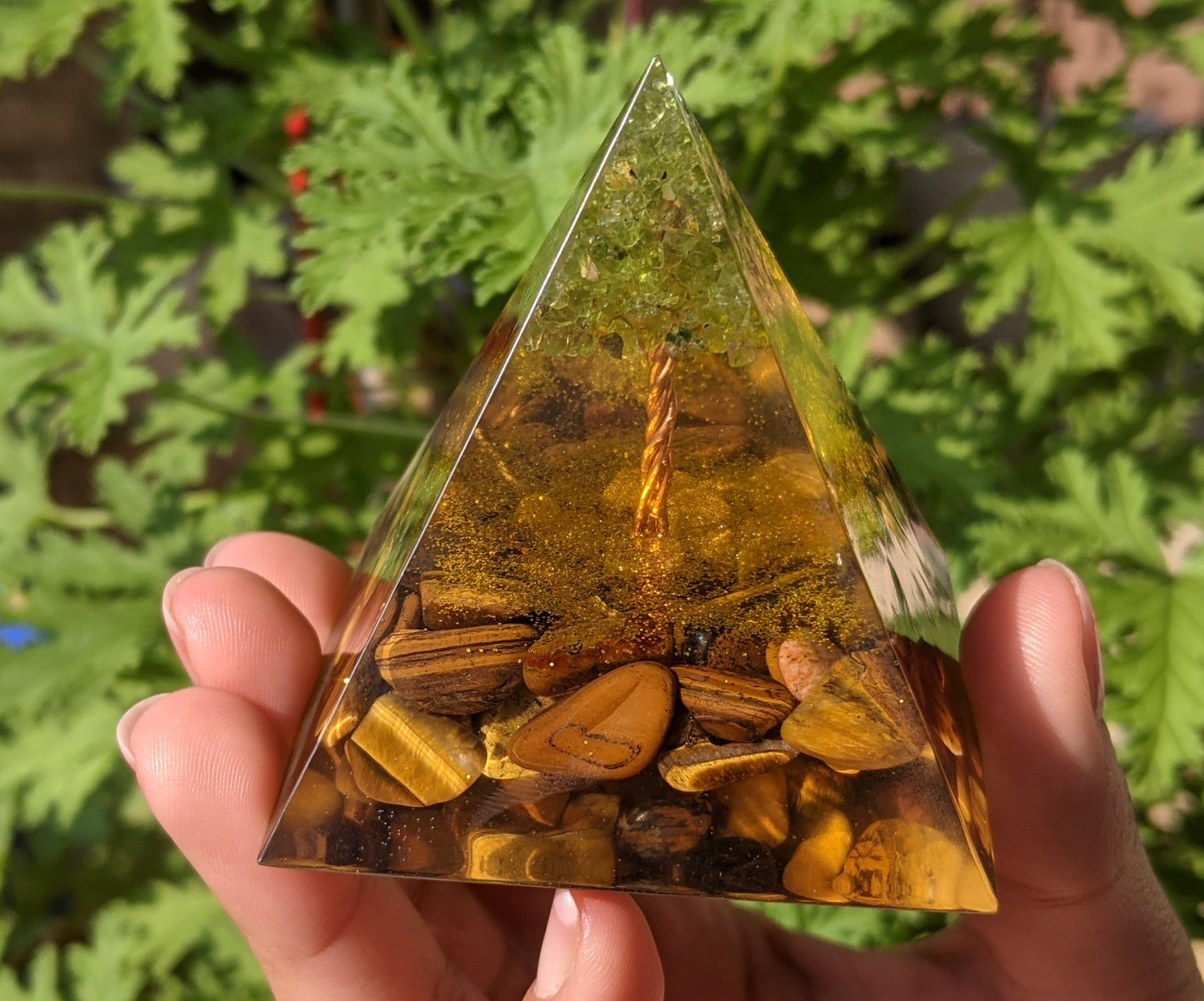 Tree of Life Tiger’s Eye & Peridot Abundance & Balance Orgone Pyramid - Something U Luv