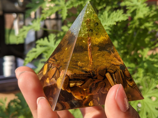 Tree of Life Tiger’s Eye & Peridot Abundance & Balance Orgone Pyramid - Something U Luv