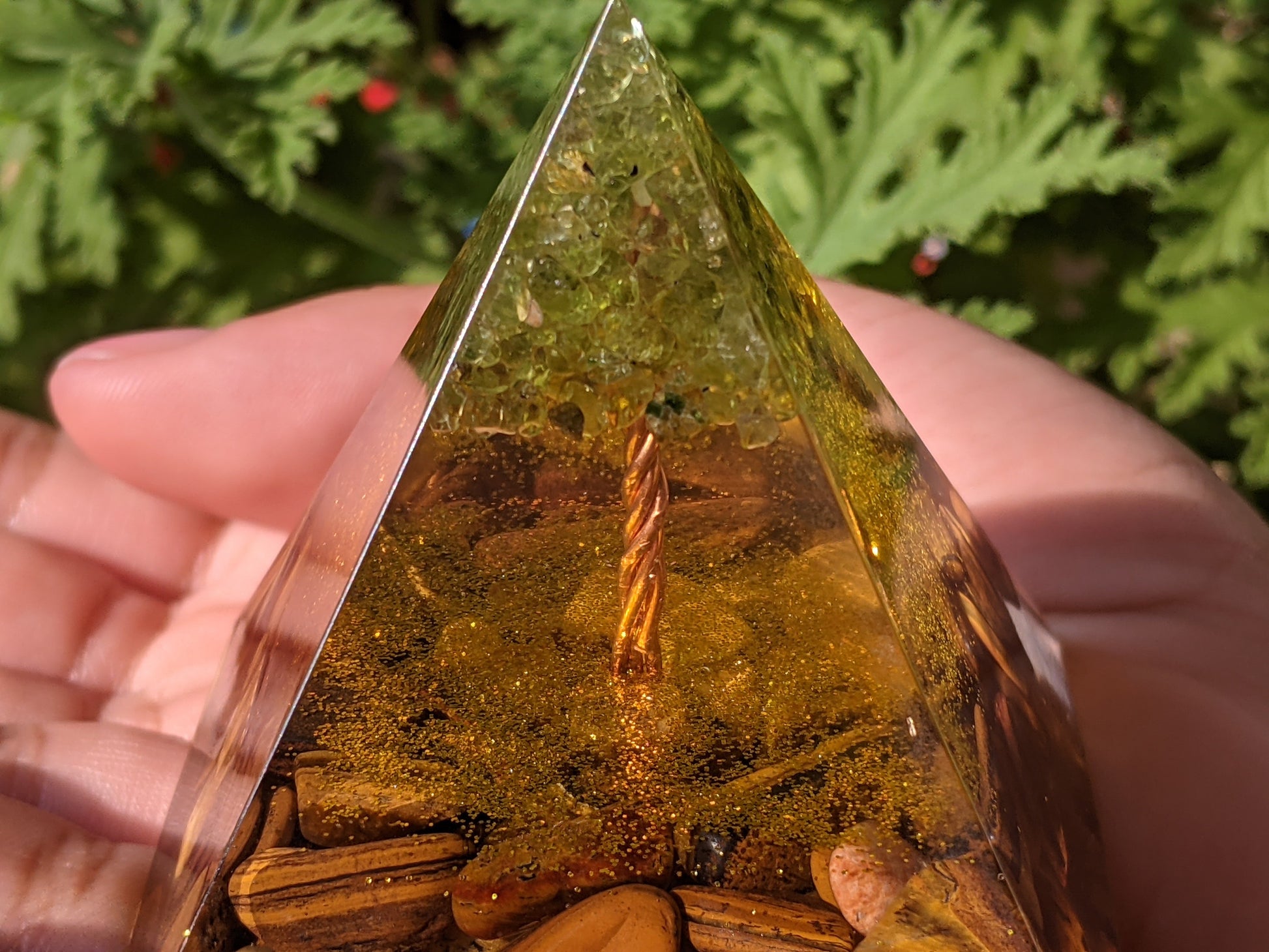 Tree of Life Tiger’s Eye & Peridot Abundance & Balance Orgone Pyramid - Something U Luv
