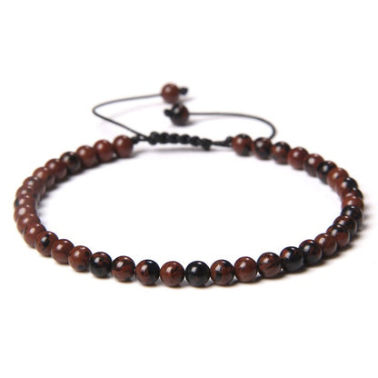 Bracelet - 4mm Beaded Adjustable Natural Stone Energy Chakra Bracelets For Men Women Kids