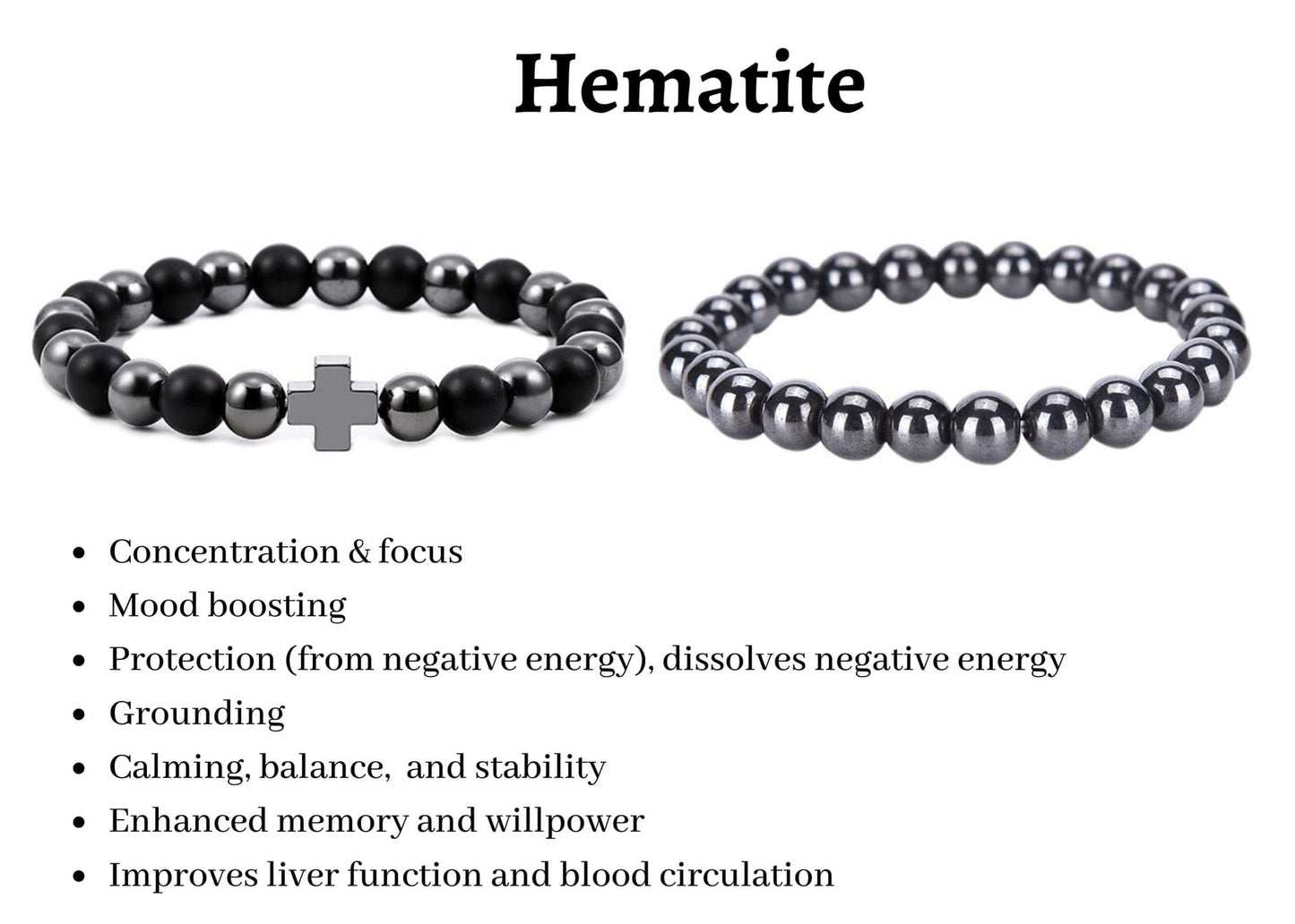 Bracelet - Black Agate & Hematite, Root Chakra Healing energy grounding protection tBracelet Set