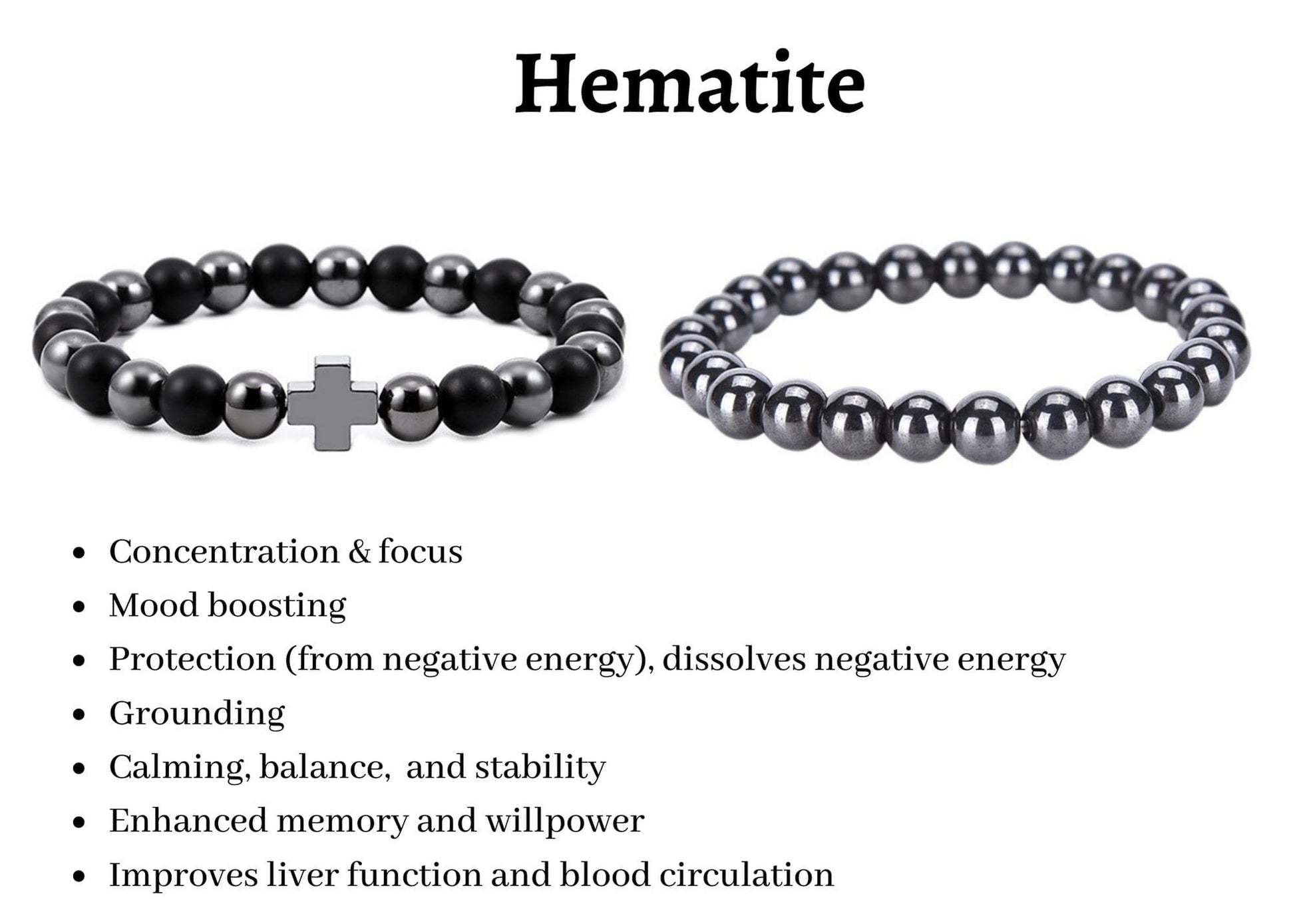 Bracelet - Black Agate & Hematite, Root Chakra Healing energy grounding protection tBracelet Set