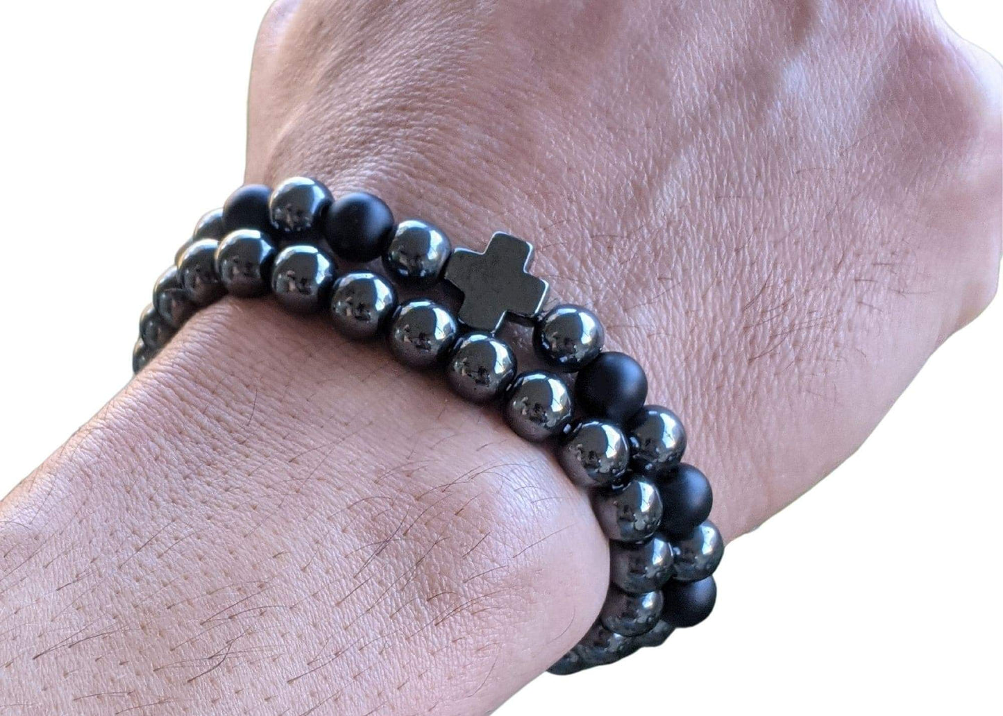 Bracelet - Black Agate & Hematite, Root Chakra Bracelet Set