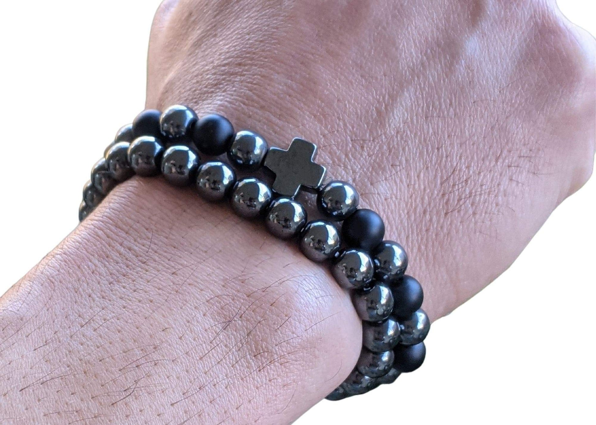 Bracelet - Black Agate & Hematite, Root Chakra Bracelet Set