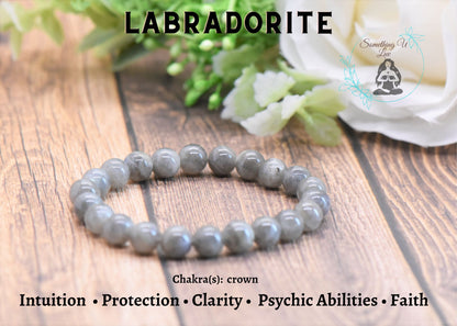 Bracelet - Reg Agate, Azurite Malachite, Labradorite Natural Stone Healing Crystal Bead Bracelets