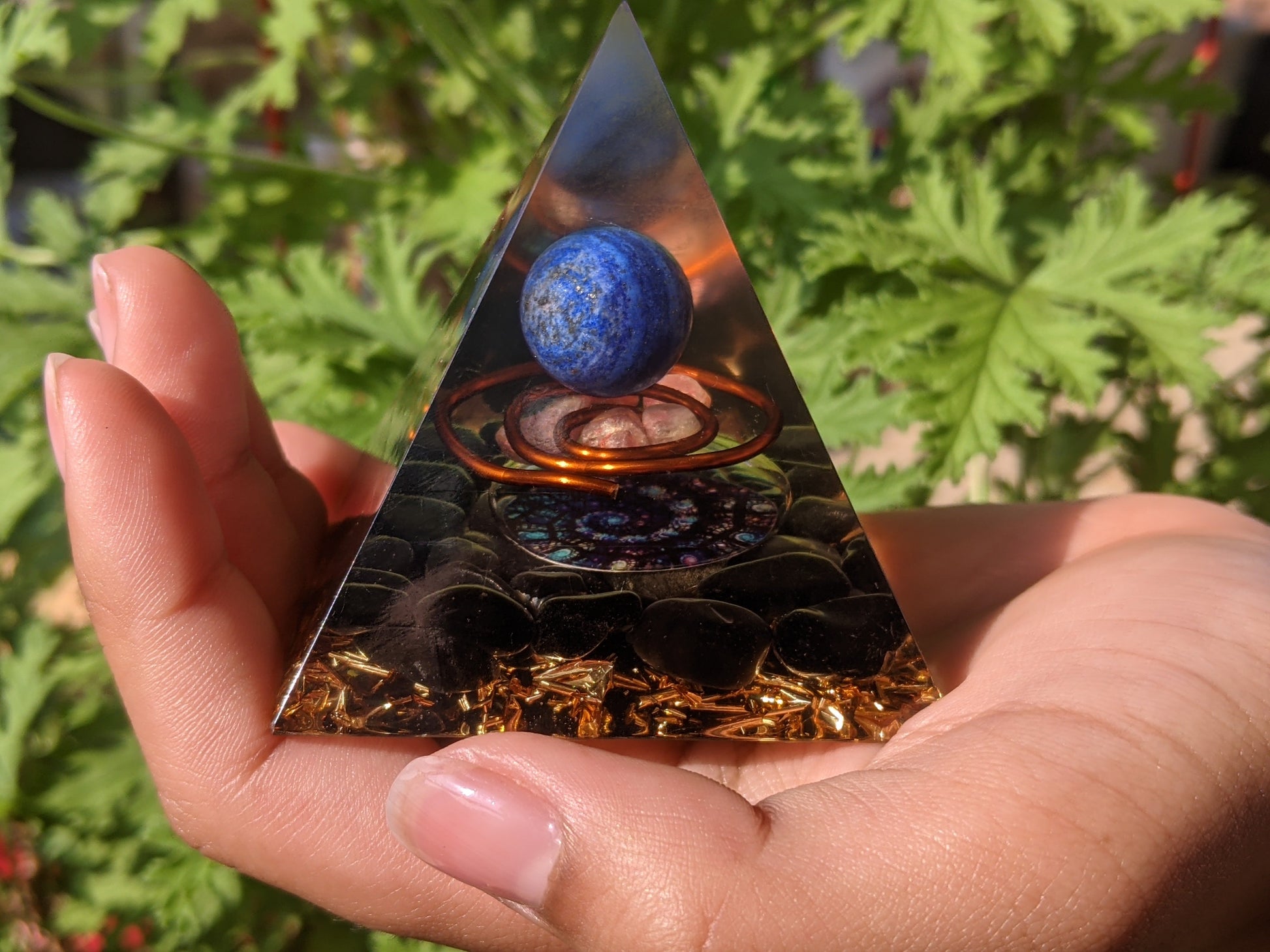 Lapis Lazuli Obsidian Transformation & Growth Orgone Pyramid - Something U Luv