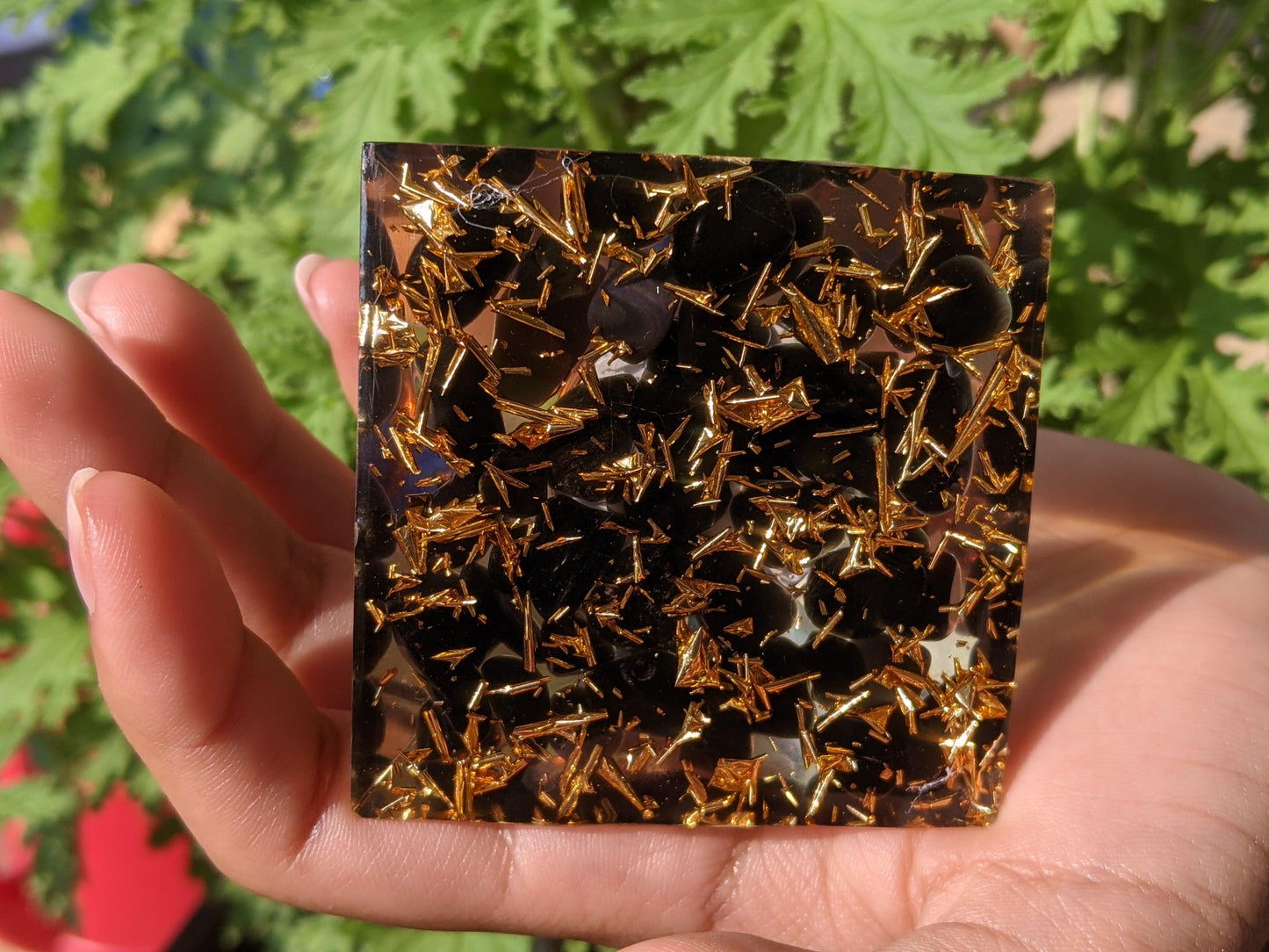 Pyramid - Amethyst Obsidian Balance Transformation & Wholeness Orgone Pyramid