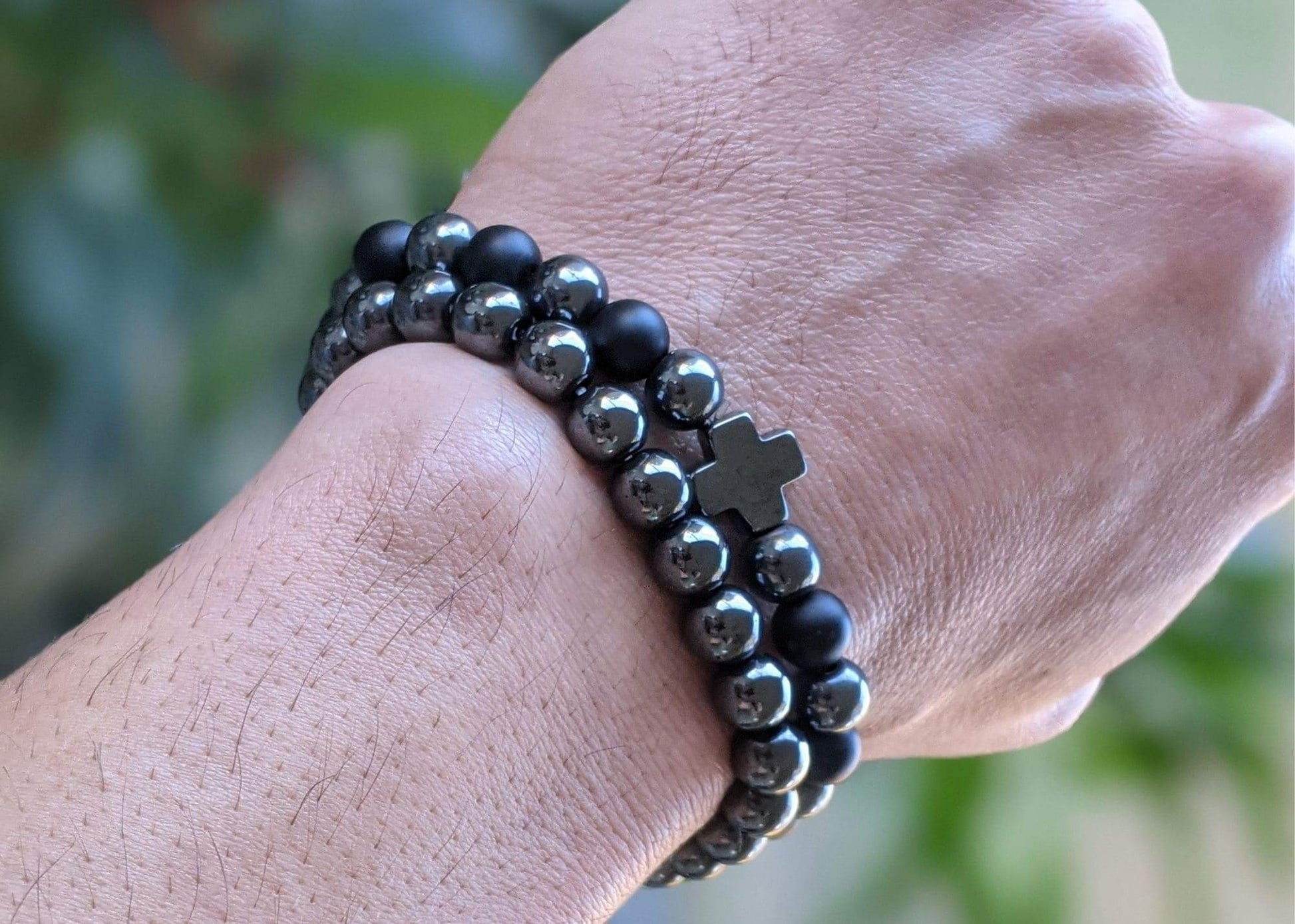 Bracelet - Black Agate & Hematite, Root Chakra Bracelet Set