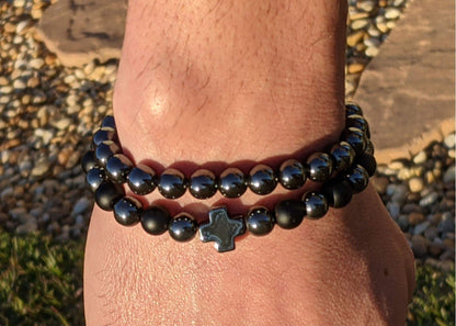 Bracelet - Black Agate & Hematite, Root Chakra Bracelet Set