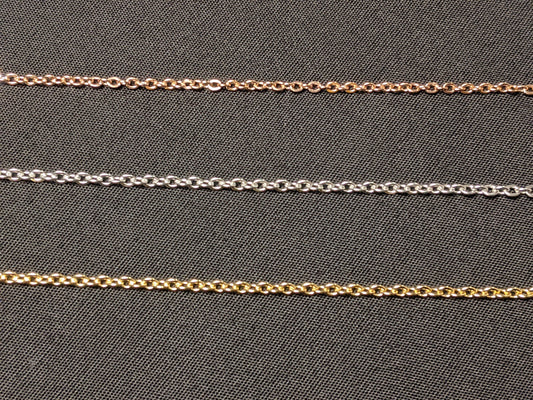 Necklaces - 20" & 24” Long, Silver, Rose Gold Colored, Gold Colored Stainless Steel Flat Chain For Men, Women