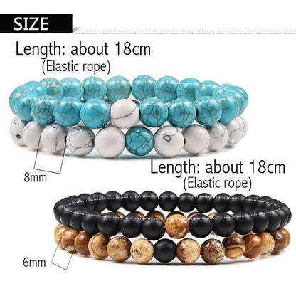 Two Stone Couples Distance  Beaded Yoga Bracelets  | Something U Luv