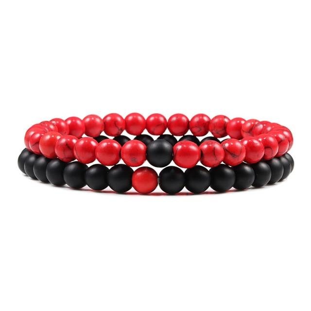 Two Stone Couples Distance  Beaded Yoga Bracelets  | Something U Luv