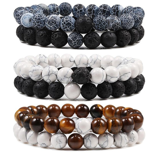 Two Stone Couples Distance  Beaded Yoga Bracelets  | Something U Luv