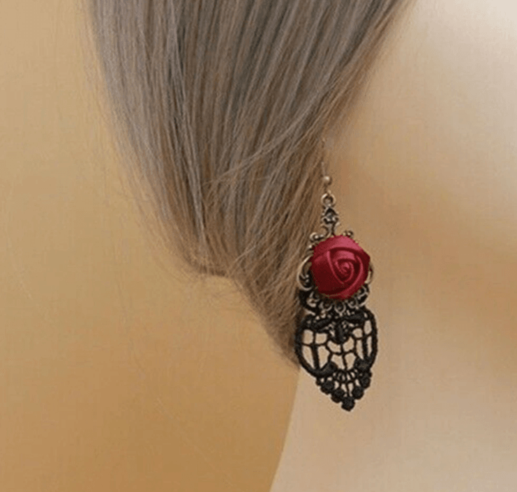 Vintage Retro Lace Rose Dangle Earrings | Something U Luv