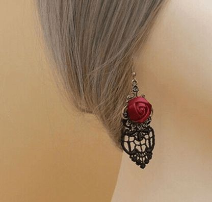 Vintage Retro Lace Rose Dangle Earrings | Something U Luv